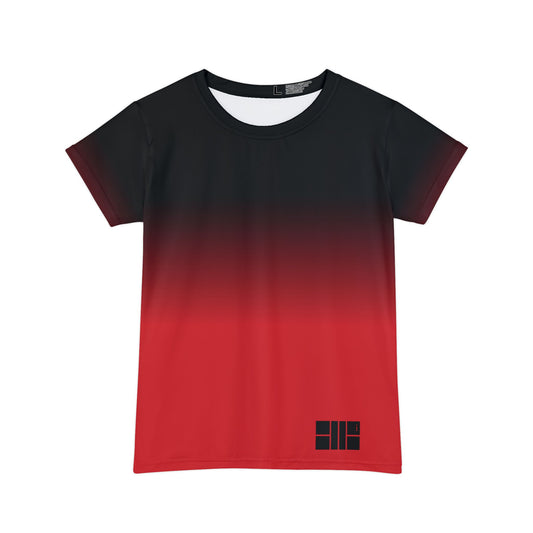 Women's Short Sleeve PB Court Shirt - Black to Crimson
